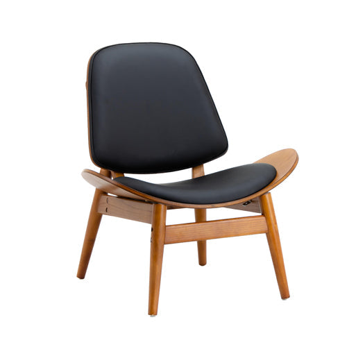 Sillón Vinger de olmo natural y PU, diseño Vaoli